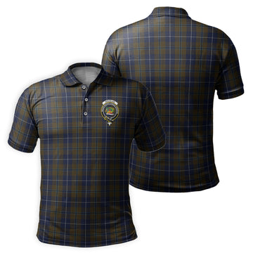 Douglas Brown Tartan Men's Polo Shirt with Family Crest