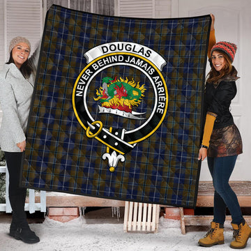 Douglas Brown Tartan Quilt with Family Crest