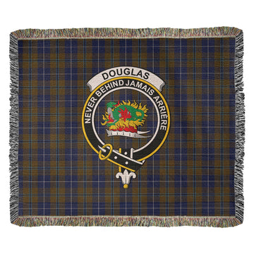 Douglas Brown Tartan Woven Blanket with Family Crest