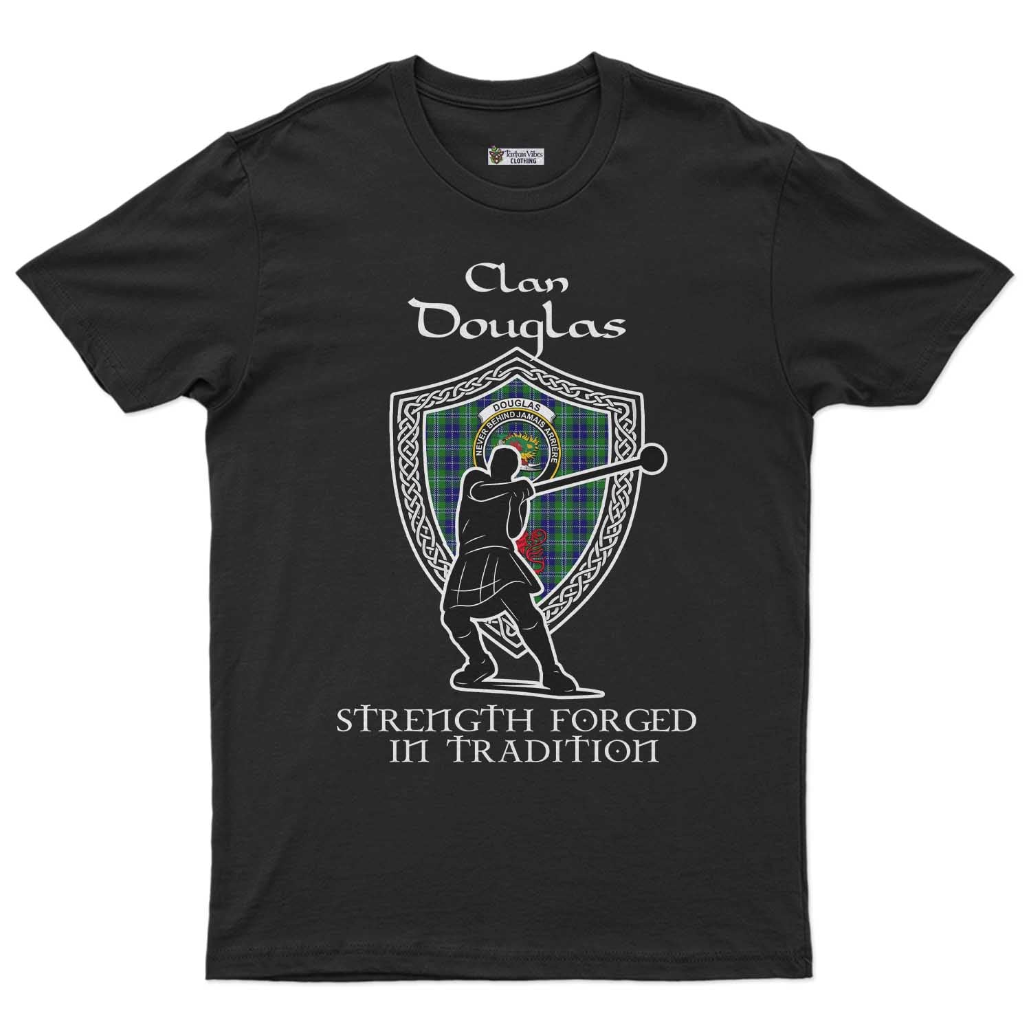 Douglas Clan Crest Highland Games T Shirt Strength Forged In Tradition - Tartan Vibes Clothing