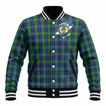 Douglas Clan Crest In Me Tartan Baseball Jacket Scotland Flag Style