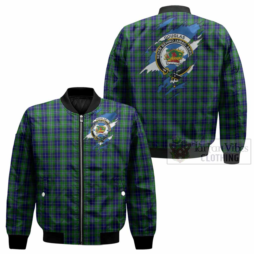 Douglas Clan Crest In Me Tartan Bomber Jacket Scotland Flag Style