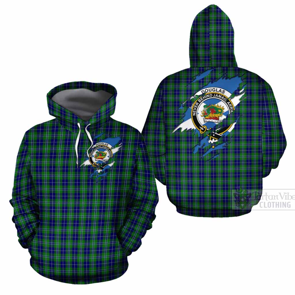 Douglas Clan Crest In Me Tartan Cotton Hoodie Scotland Flag Style