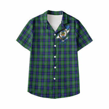 Douglas Clan Crest In Me Tartan Kid Hawaiian Shirt Scotland Flag Style