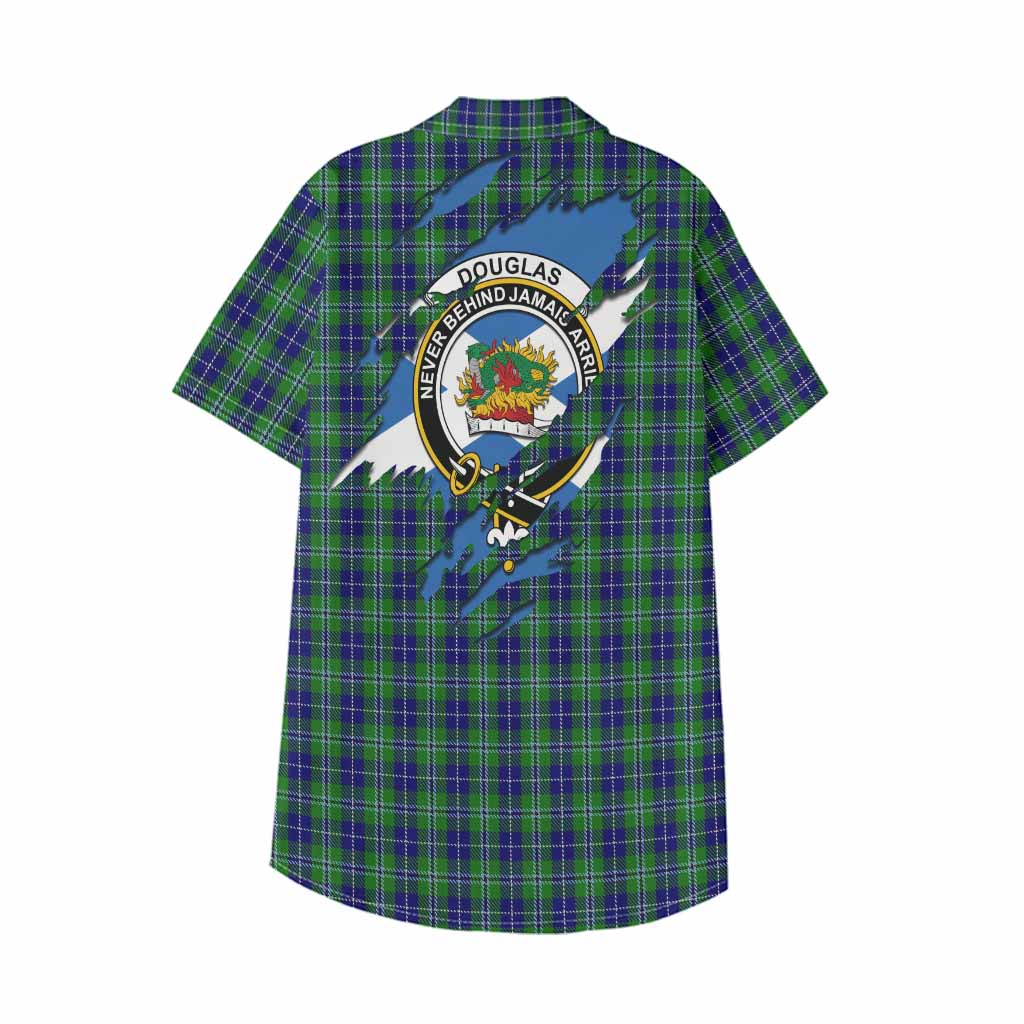 Douglas Clan Crest In Me Tartan Kid Hawaiian Shirt Scotland Flag Style