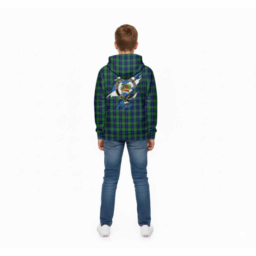 Douglas Clan Crest In Me Tartan Kid Hoodie Scotland Flag Style
