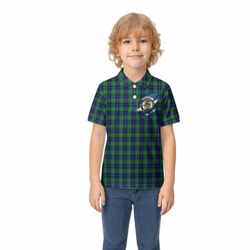 Douglas Clan Crest In Me Tartan Kid Polo Shirt Scotland Flag Style