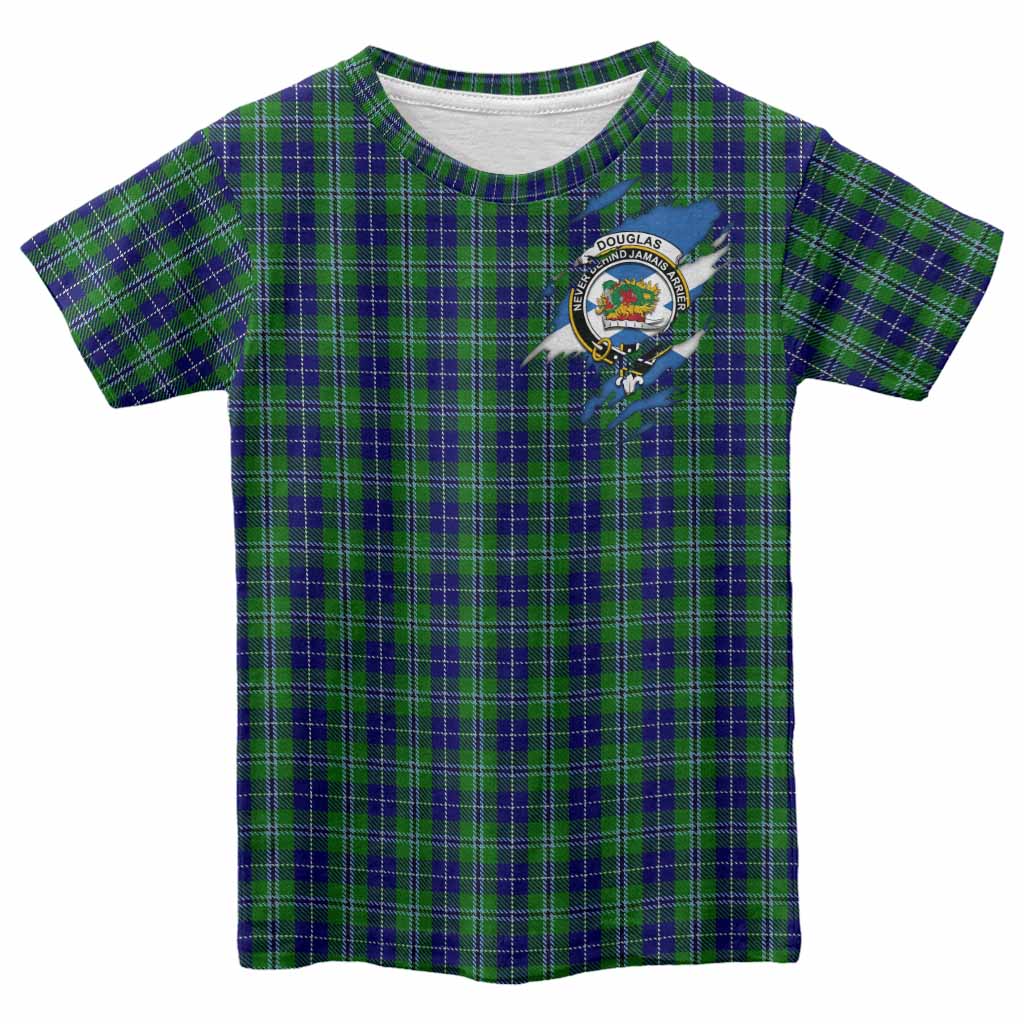 Douglas Clan Crest In Me Tartan Kid T-shirt Scotland Flag Style