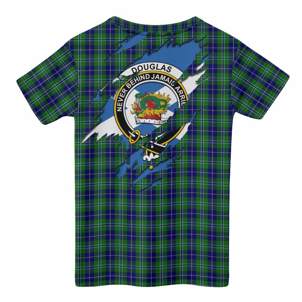Douglas Clan Crest In Me Tartan Kid T-shirt Scotland Flag Style