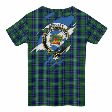 Douglas Clan Crest In Me Tartan Kid T-shirt Scotland Flag Style