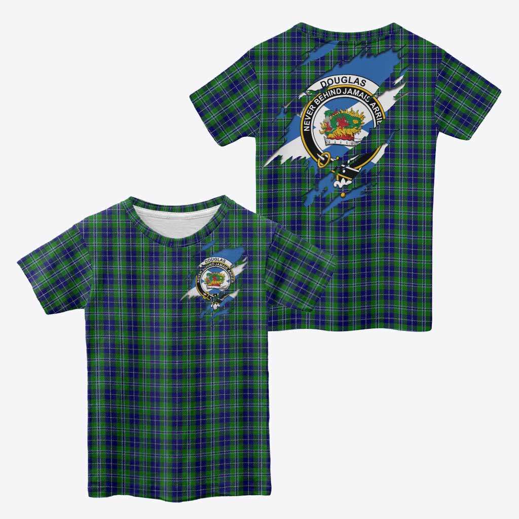 Douglas Clan Crest In Me Tartan Kid T-shirt Scotland Flag Style