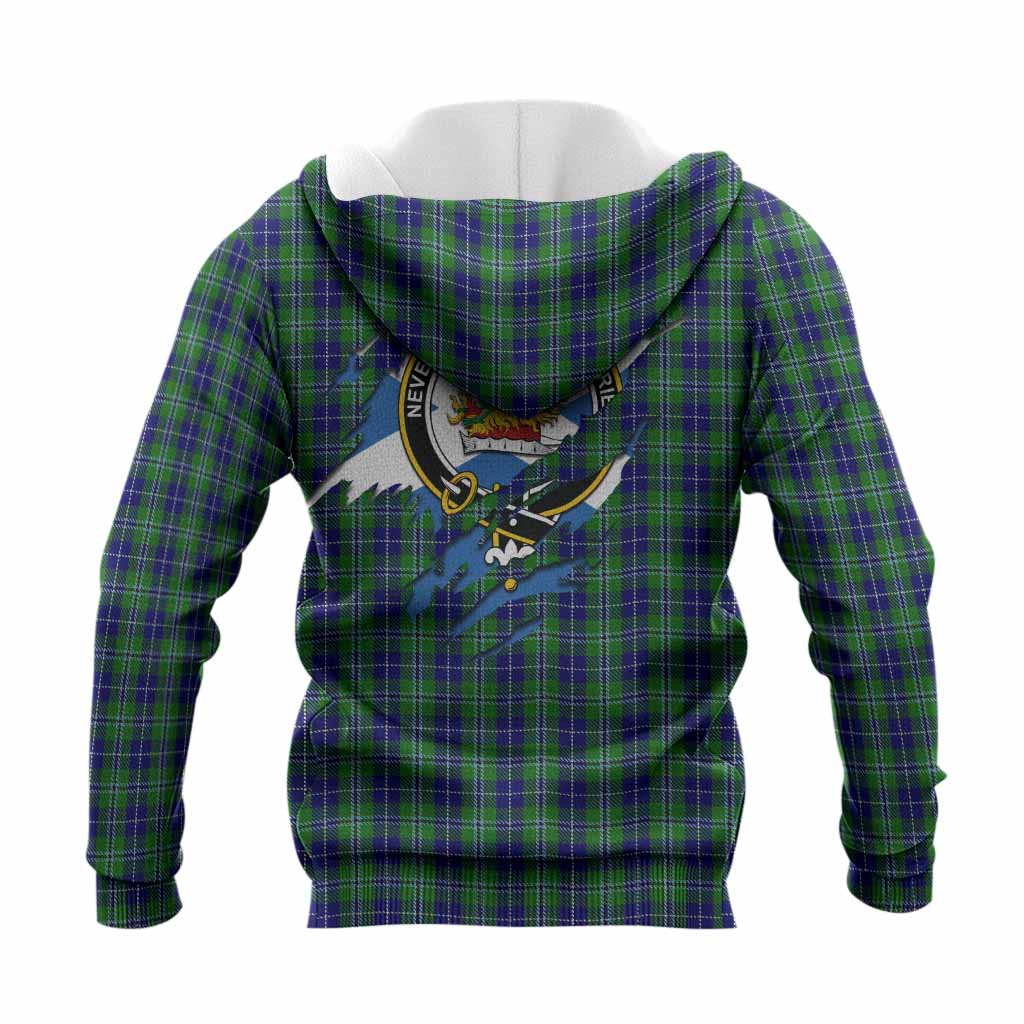Douglas Clan Crest In Me Tartan Knitted Hoodie Scotland Flag Style
