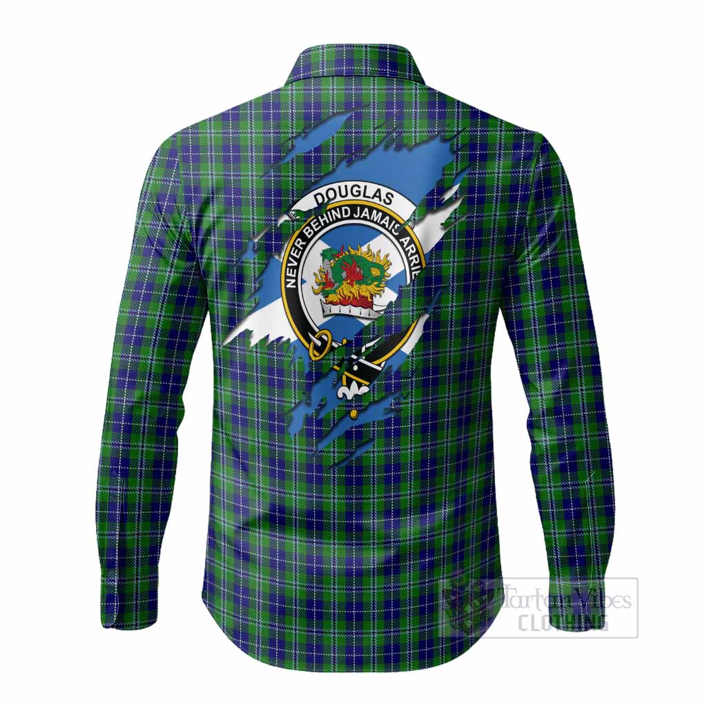 Douglas Clan Crest In Me Tartan Long Sleeve Button Shirts Scotland Flag Style