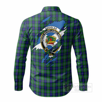 Douglas Clan Crest In Me Tartan Long Sleeve Button Shirts Scotland Flag Style
