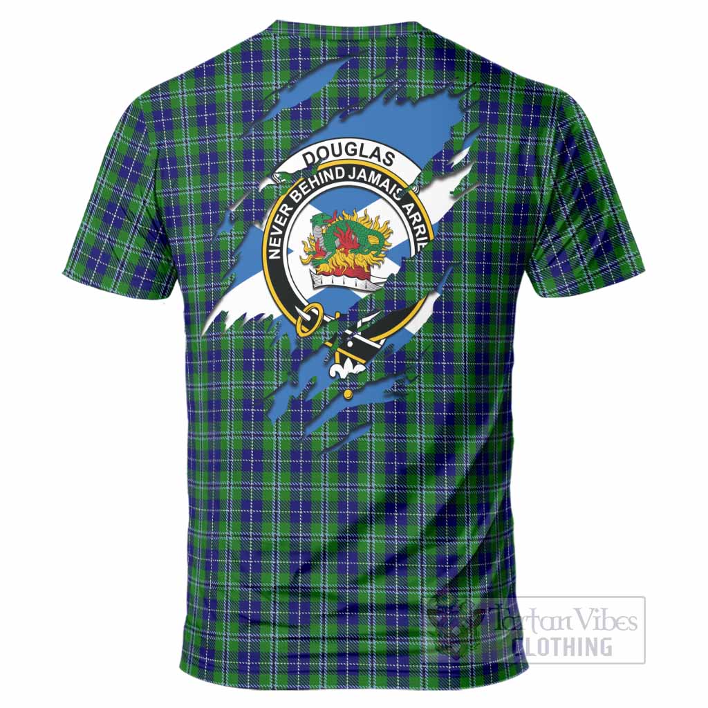 Douglas Clan Crest In Me Tartan T-Shirt Scotland Flag Style