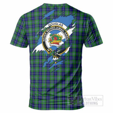 Douglas Clan Crest In Me Tartan T-Shirt Scotland Flag Style