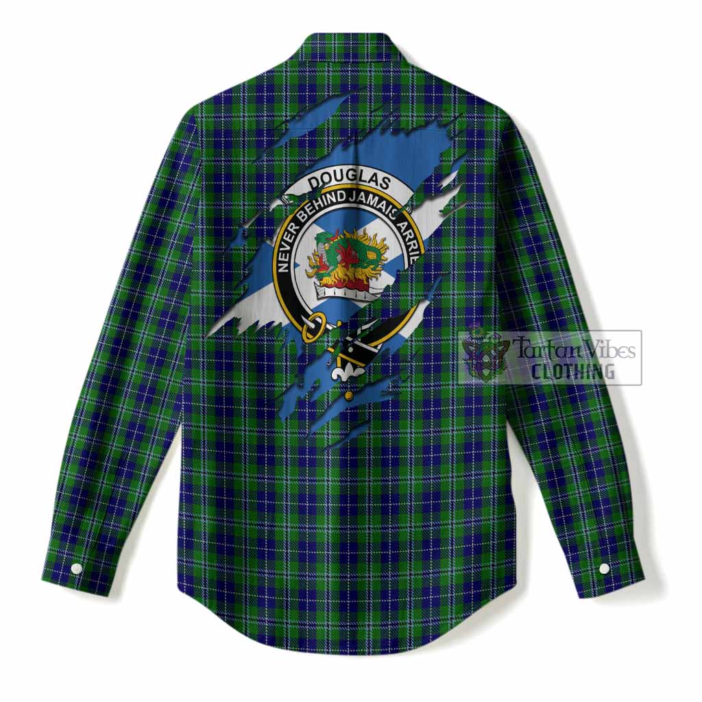 Douglas Clan Crest In Me Tartan Women Casual Shirt Scotland Flag Style