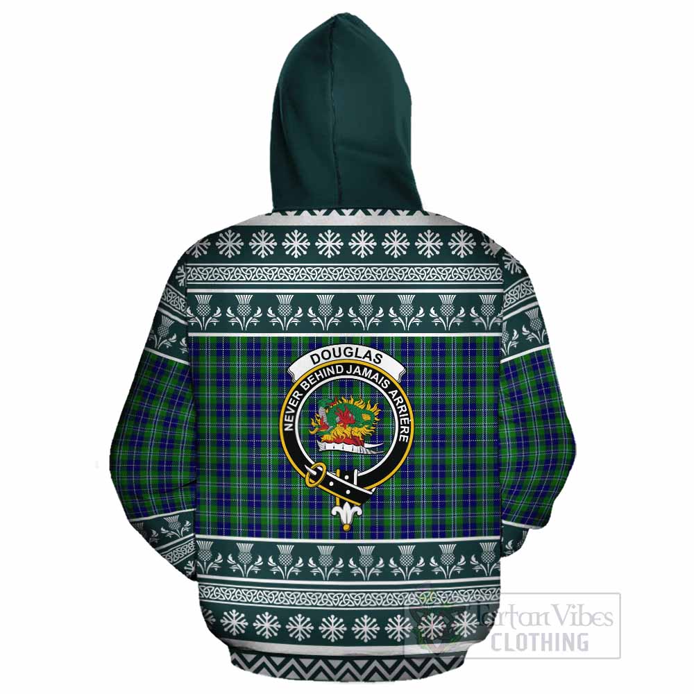 Douglas Clan Tartan Christmas Cotton Hoodie with Family Crest - Tartan Vibes Clothing