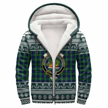 Douglas Clan Tartan Christmas Fleece Hoodie with Family Crest