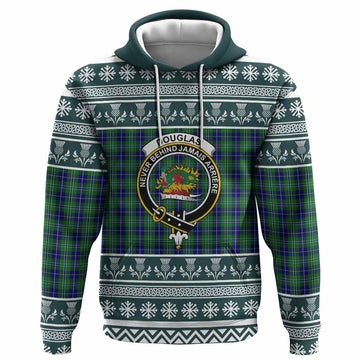 Douglas Clan Tartan Christmas Hoodie with Family Crest - Tartan Vibes Clothing