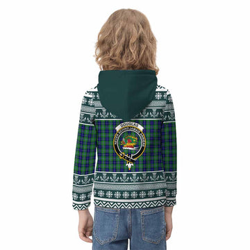 Douglas Clan Tartan Christmas Kid Hoodie with Family Crest - Tartan Vibes Clothing