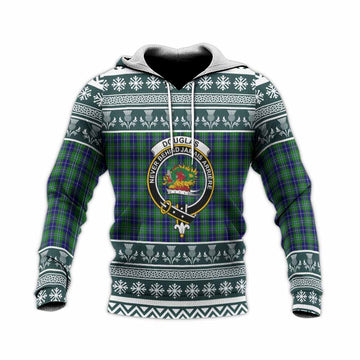Douglas Clan Tartan Christmas Knitted Hoodie with Family Crest
