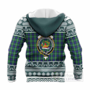 Douglas Clan Tartan Christmas Knitted Hoodie with Family Crest