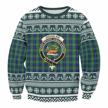 Douglas Clan Tartan Christmas Sweatshirt with Family Crest