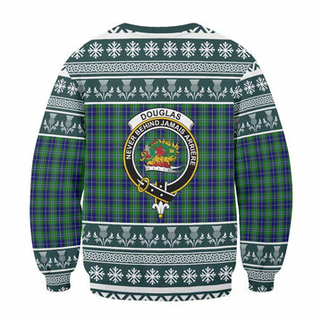 Douglas Clan Tartan Christmas Sweatshirt with Family Crest