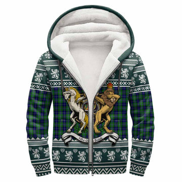 Douglas Clan Tartan Crest Christmas Fleece Hoodie Coat of Arms Funny Style
