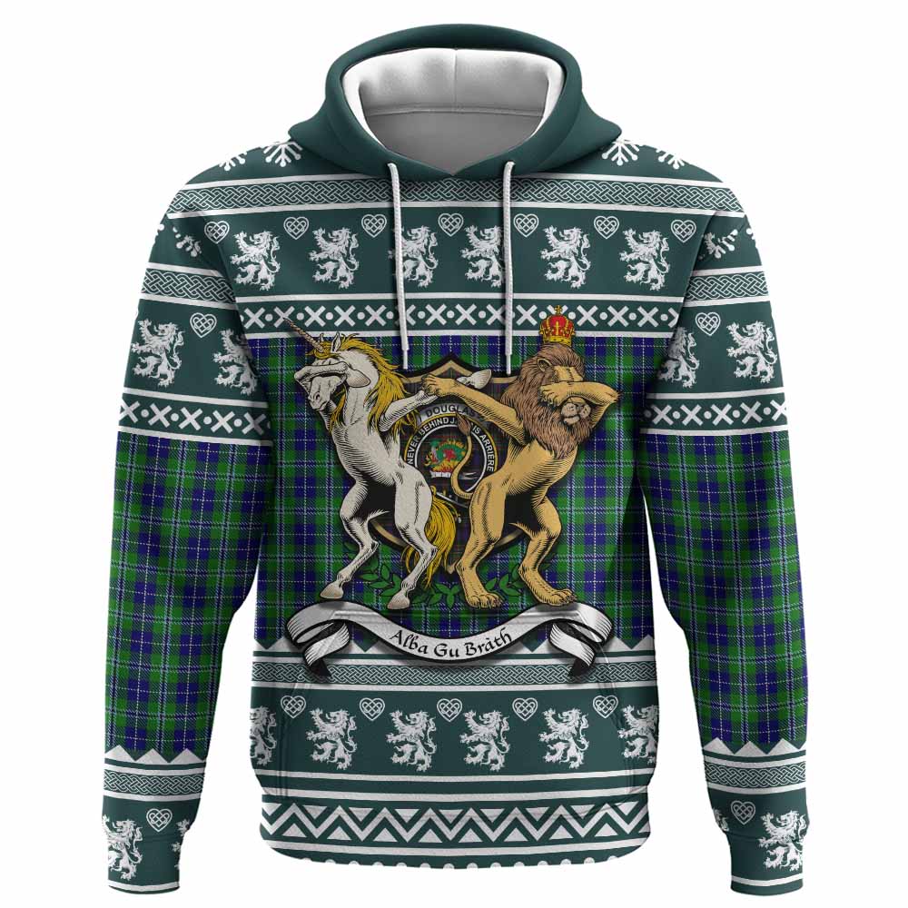 Douglas Clan Tartan Crest Christmas Hoodie Coat of Arms Funny Style - Tartan Vibes Clothing