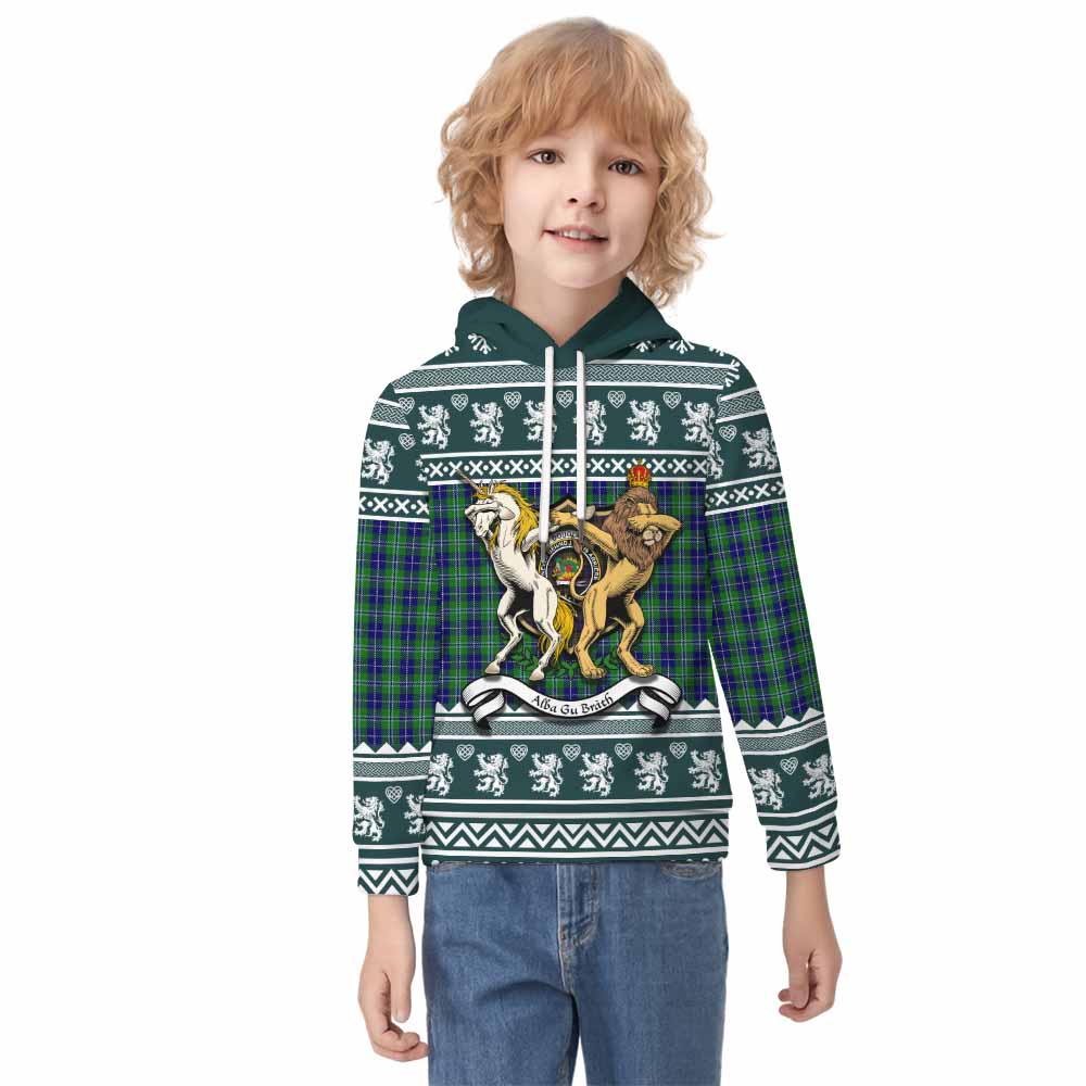 Douglas Clan Tartan Crest Christmas Kid Hoodie Coat of Arms Funny Style - Tartan Vibes Clothing