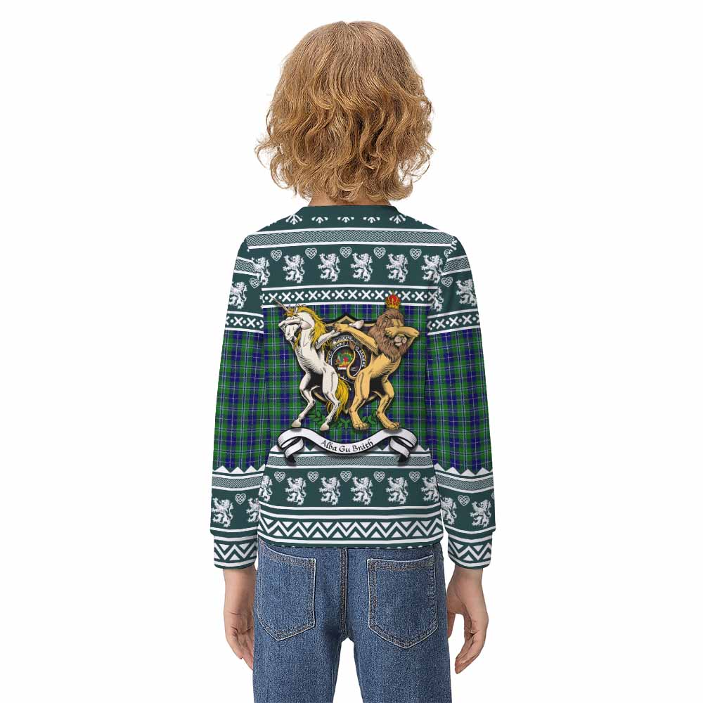 Douglas Clan Tartan Crest Christmas Kid Ugly Sweatshirt Coat of Arms Funny Style - Tartan Vibes Clothing