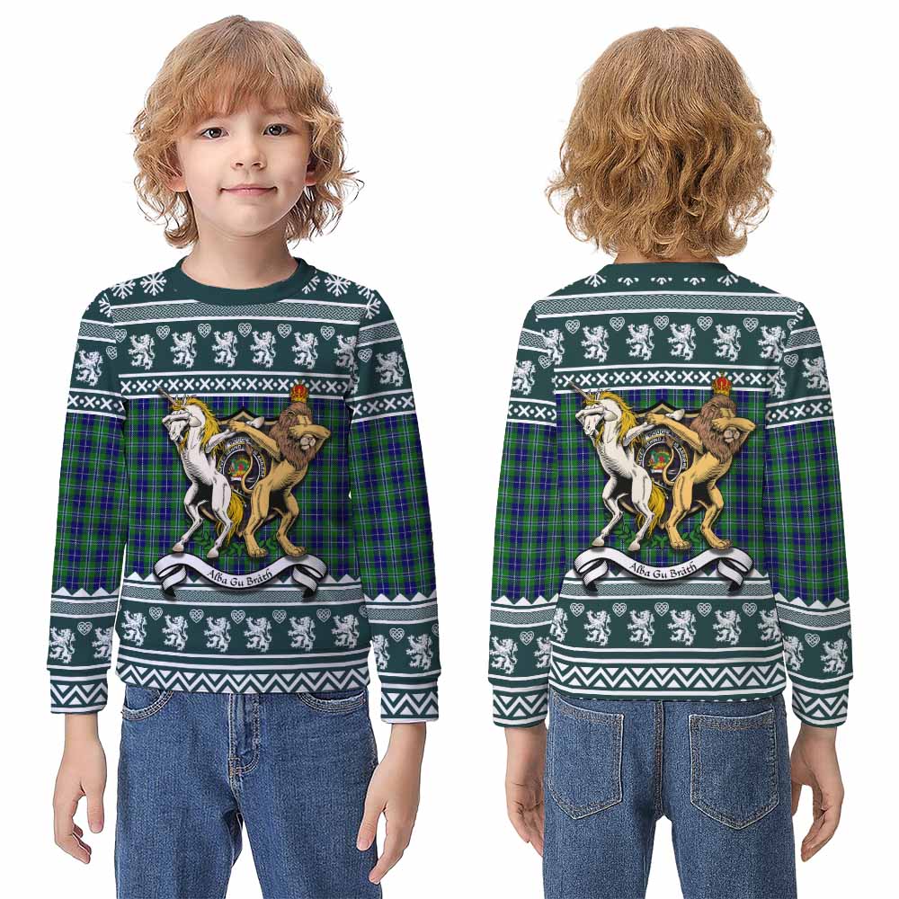 Douglas Clan Tartan Crest Christmas Kid Ugly Sweatshirt Coat of Arms Funny Style - Tartan Vibes Clothing