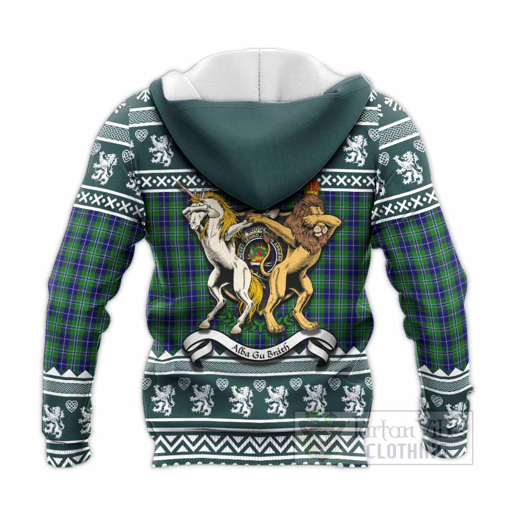 Douglas Clan Tartan Crest Christmas Knitted Hoodie Coat of Arms Funny Style - Tartan Vibes Clothing