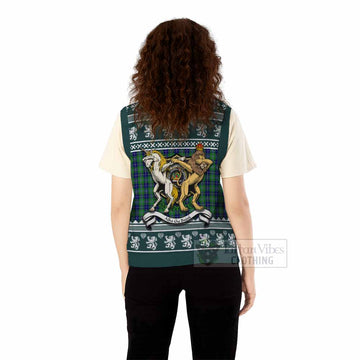 Douglas Clan Tartan Crest Christmas Knitted V-Neck Vest Coat of Arms Funny Style - Tartan Vibes Clothing