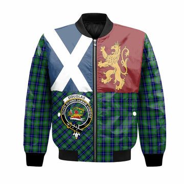 Douglas Crest Tartan Bomber Jacket with Lion Rampant Saltire Style