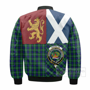 Douglas Crest Tartan Bomber Jacket with Lion Rampant Saltire Style