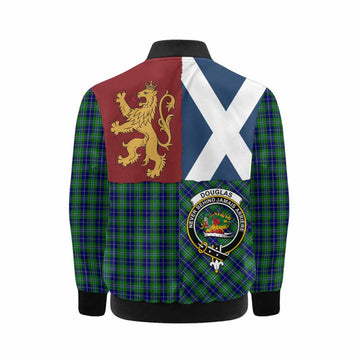 Douglas Crest Tartan Kid Bomber Jacket with Lion Rampant Saltire Style - Tartan Vibes Clothing