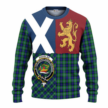 Douglas Crest Tartan Knitted Sweater with Lion Rampant Saltire Style