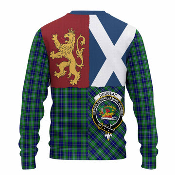 Douglas Crest Tartan Knitted Sweater with Lion Rampant Saltire Style
