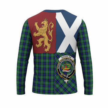 Douglas Crest Tartan Long Sleeve T-Shirt with Lion Rampant Saltire Style