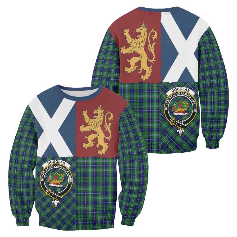 Douglas Crest Tartan Sweatshirt with Lion Rampant Saltire Style
