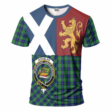 Douglas Crest Tartan T-Shirt with Lion Rampant Saltire Style