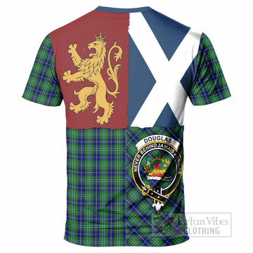Douglas Crest Tartan T-Shirt with Lion Rampant Saltire Style