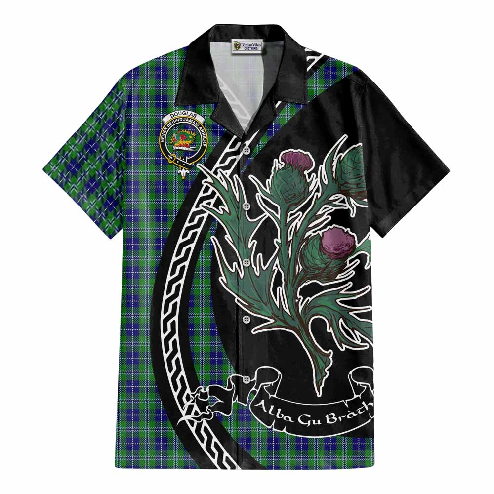 Douglas Family Crest Tartan Cotton Hawaiian Shirt Alba Thistle Inspired - Tartan Vibes Clothing
