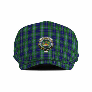 Douglas Family Crest Tartan Jeff Cap, Tartan Flat Cap