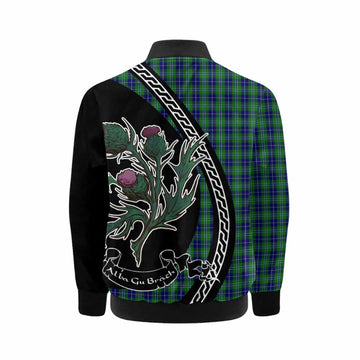 Douglas Family Crest Tartan Kid Bomber Jacket Alba Thistle Inspired - Tartan Vibes Clothing