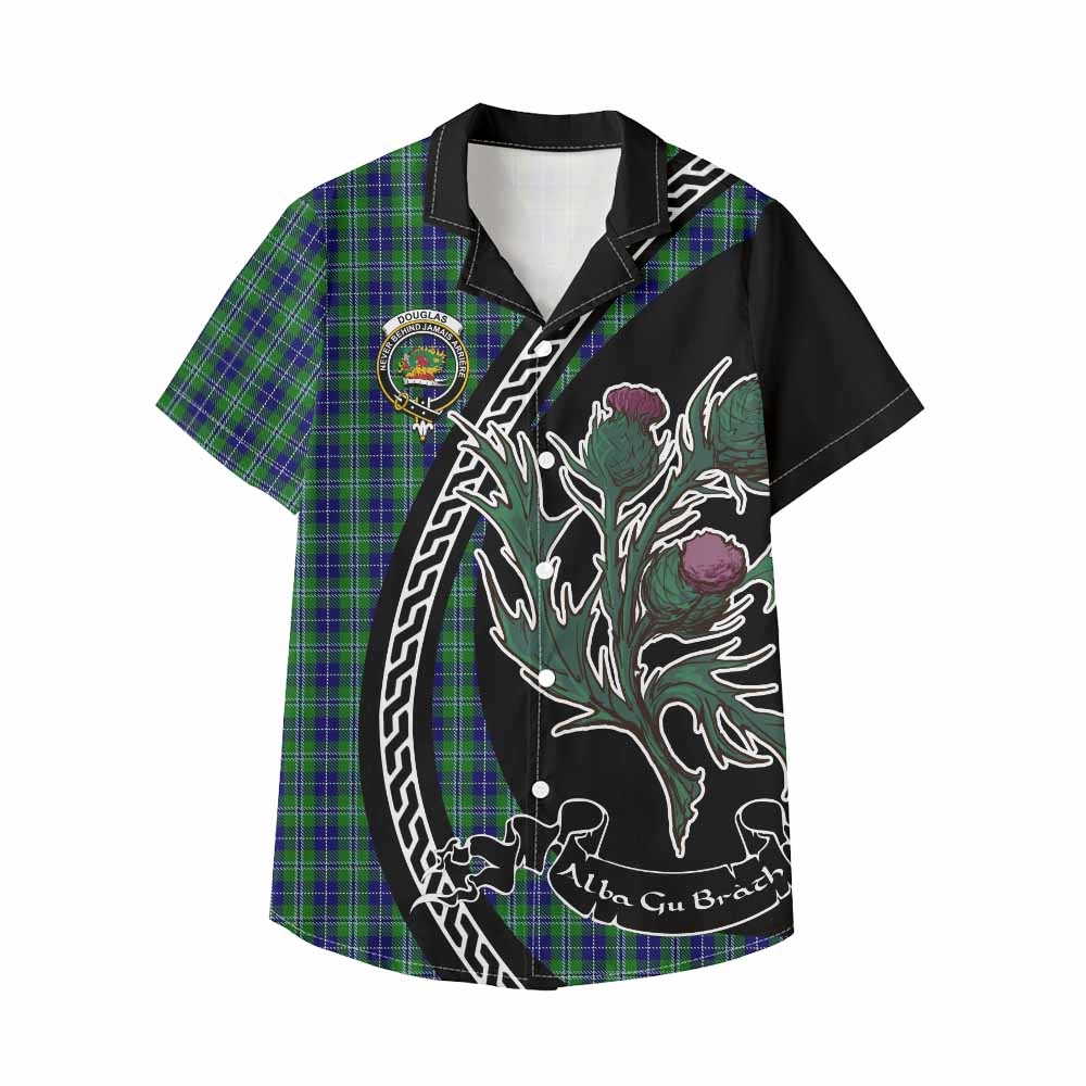 Douglas Family Crest Tartan Kid Hawaiian Shirt Alba Thistle Inspired - Tartan Vibes Clothing
