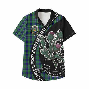 Douglas Family Crest Tartan Kid Hawaiian Shirt Alba Thistle Inspired - Tartan Vibes Clothing